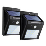 Pack X 2 Lampara Solar Led Luz Con Sensor Exterior 20 Led