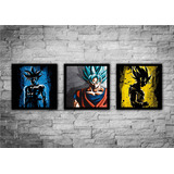 Cuadros Dragon Ball Z Super Goku 24x24cm Set De 3 Unidades