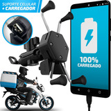 Kit Carregador Usb Para Moto Celular Suporte 360 