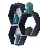 Repisas Hexagonales Flotantes Minimalistas Azules 3 Piezas