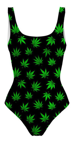 Body Maiô Estampado Raveup Cannabis Maconha