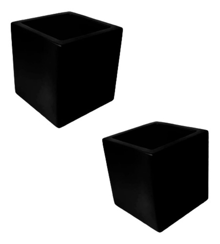 2 Macetas Artesanal Mod Cubo De Fibra De Vidrio 40x40