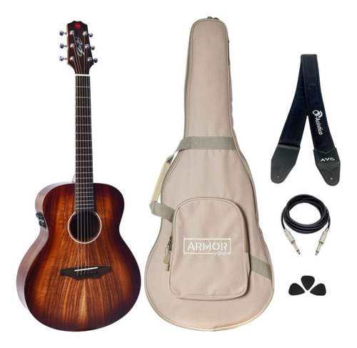 Kit Violão Seizi Supreme Mini Ryu Mirai Koa Burst Completo