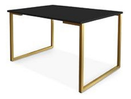 Mesa Escritório Industrial Espaçosa Preto/dourado Aço 150x60