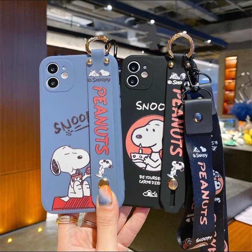 Capinha Celular Cachorro Snoopy Alça E Cordão Para iPhone