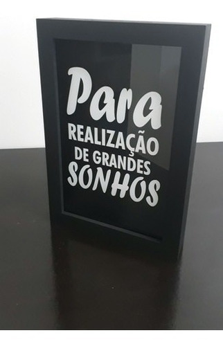 Quadro Cofre Para Real De Grandes Sonhos Mdf Preto 30x20x4