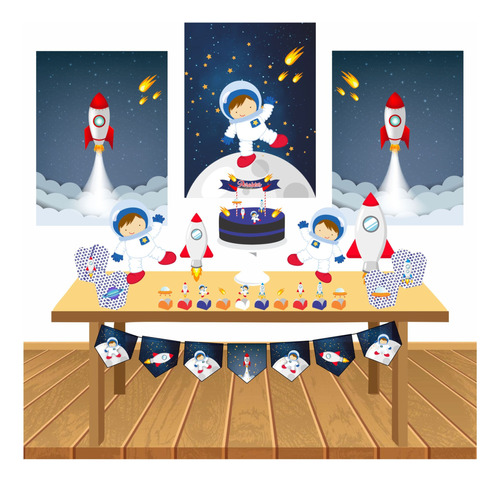 Kit Festa - Minha Festinha - Tema Astronauta Menino Infantil