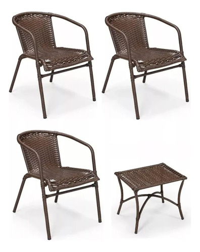 Kit Cadeiras Trançadas Área Interna E Externa Resistentes 