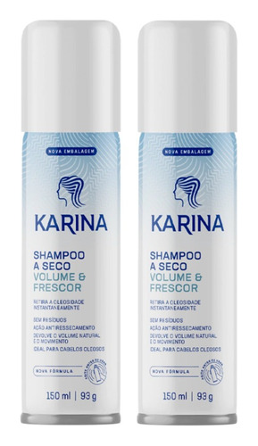 Kit 2 Shampoo A Seco Karina Volume Frescor Brilho 150ml