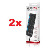 2x Hub Extensor Usb Adaptador 4 Portas Gamer 2.0 Com Chave