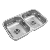 Pileta Doble De Cocina Johnson Acero 430 Cc28 B 59.8x34x13cm