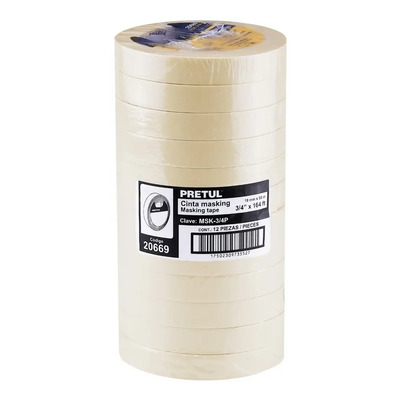 Paquete 12 Pz Cinta Masking Tape 3\u002F4'' X 50 M Pretul 20669 | MercadoLibre