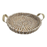 Bandeja Seagrass Redonda Natural Y Blanco 40x6 Cm