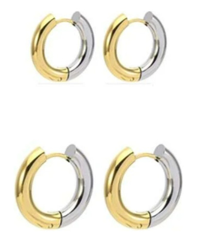 4pz Aretes Bicolor Hoops Para Mujer (2 Pares De Aretes)