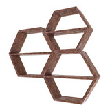 Estantería Flotante Hexagonal De Madera Marrón/3 Piezas