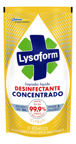 Limpiador Lysoform Desinfectante Concentrado Citrus Repuesto 420ml