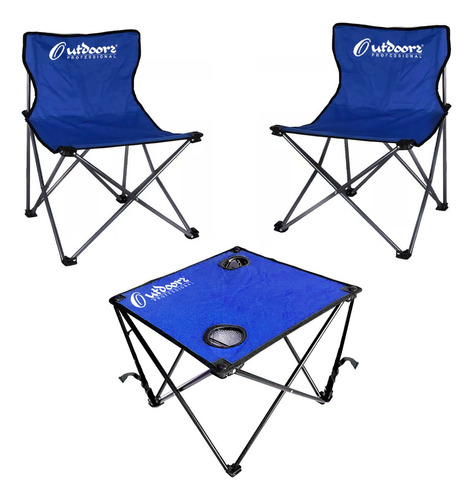 Set Sillas Director Mesa Plegables Playa Pesca Camping 110kg Color Azul