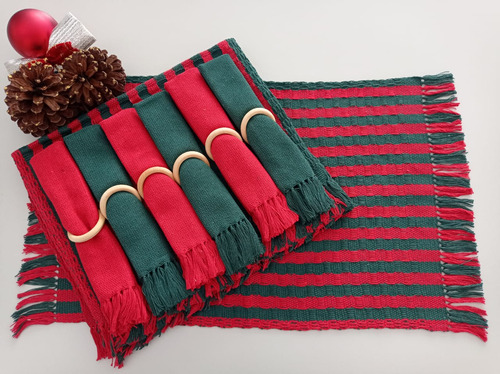 Kit Jogo Americano De Natal Com Franja. Mesa Posta/decoração