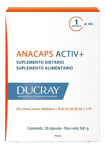 Anacaps Ducray Active+  Anticaída De Cabello En Cápsulas X30