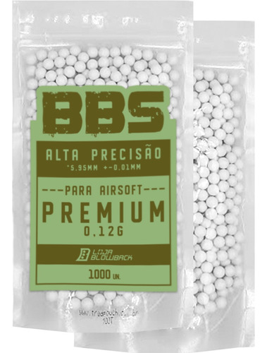 Bbs Bb Airsoft 0.12g Bolinhas 6mm 1000 Un Loja Blowback