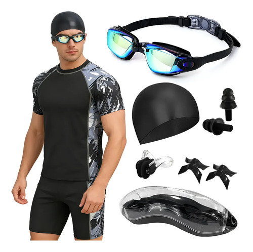 Trajes De Baño Dos Piezas Hombre Deportivo Gafas De Natación