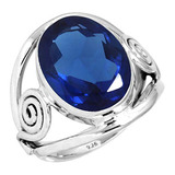 Jeweloporium Anillo De Plata 925 Para Mujer Talla 9 Zafiro A