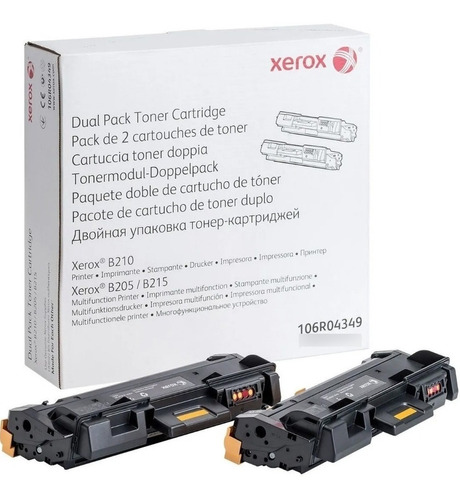 Toner Xerox Dual Pack B210 B215 106r04349  Rendimiento 6mil 