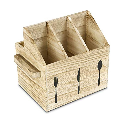 Soporte Utensilios De Madera Cubiertos Caddy Utensilios...