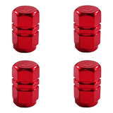 4 Tapones De Válvula Para Llanta Tuerca Rojo