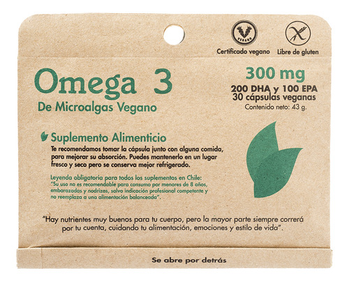 Omega 3 - 30 Cápsulas (de Microalgas Vegano) - Dulzura Natur