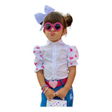 Camisa Infantil Menina Manga Bufante Estampadas Luxo