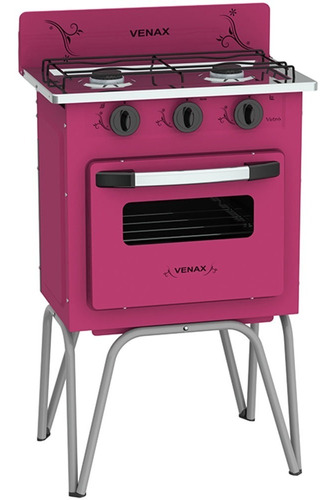 Fogão A Gás Portátil Camping 2 Bocas Forno Gemini Vetro Rosa