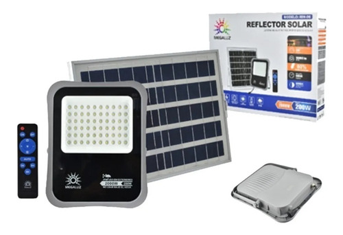 Reflector Led Solar 200w Ilumina 2000w 16000lm Ip66 Control Color De La Carcasa Gris Color De La Luz Blanco Frío