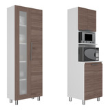 Mueble Alacena + Mueble Microo - Blanco Marquez / Castaño