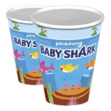 6 Vasos Baby Shark Para Cotillón De Cumpleaños