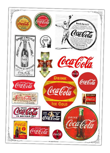 #15 - Coca Cola Vintage - Lámina Transferencias A3 - Coke