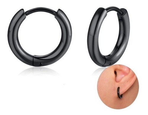 Aros 10mm Punk Hombre Mujer Black Manba Earing