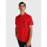 Polo Rojo Con Botones Y Monograma Tommy Hilfiger Hombre