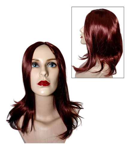 Peruca Luxo Curta Ruiva Marsala Wig Lace Liso 