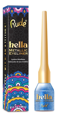 Delineador Hella Metallic Eyerliner Rude Cosmetics Color Azul Efecto Metálico