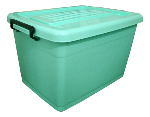 Caja Organizador Apilable Con Ruedas Cierre Tapa  42 L. Aqua