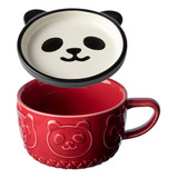 Caneca De Café Lovely Panda Cup Com Tampa Copo De Biscoito S