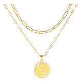 Collar Yin Yang En Capas Para   Cadena De Clip De Oro D