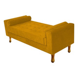 Recamier Baú Félix Solteiro 100cm Suede Mostarda - Adj Decor