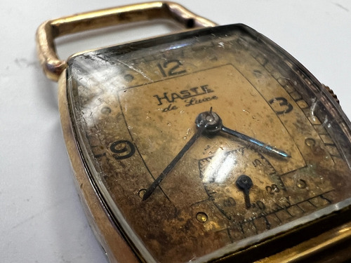 Reloj Haste De Luxe Pequeno Mecanico Laton Pvd Vintage