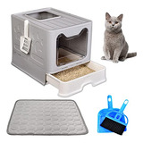 Caja Arena Gato Grande Con Tapa Plegable, Antisalpicaduras,