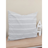 Funda Almohadon 50x50 Tusor Gris Con Rayas Triples Blancas