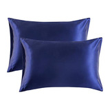 Fundas Para Almohada De Saten Color Azul Marino 50 X 66 Cm