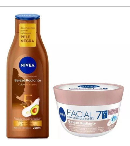 Kit Nivea Facial Pele Negra 100g+corpo Beleza Radiante 200ml