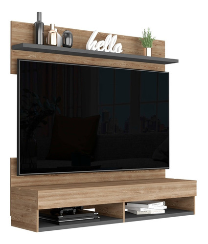 Panel Tv Pared 2a Rta Miel + Plomo